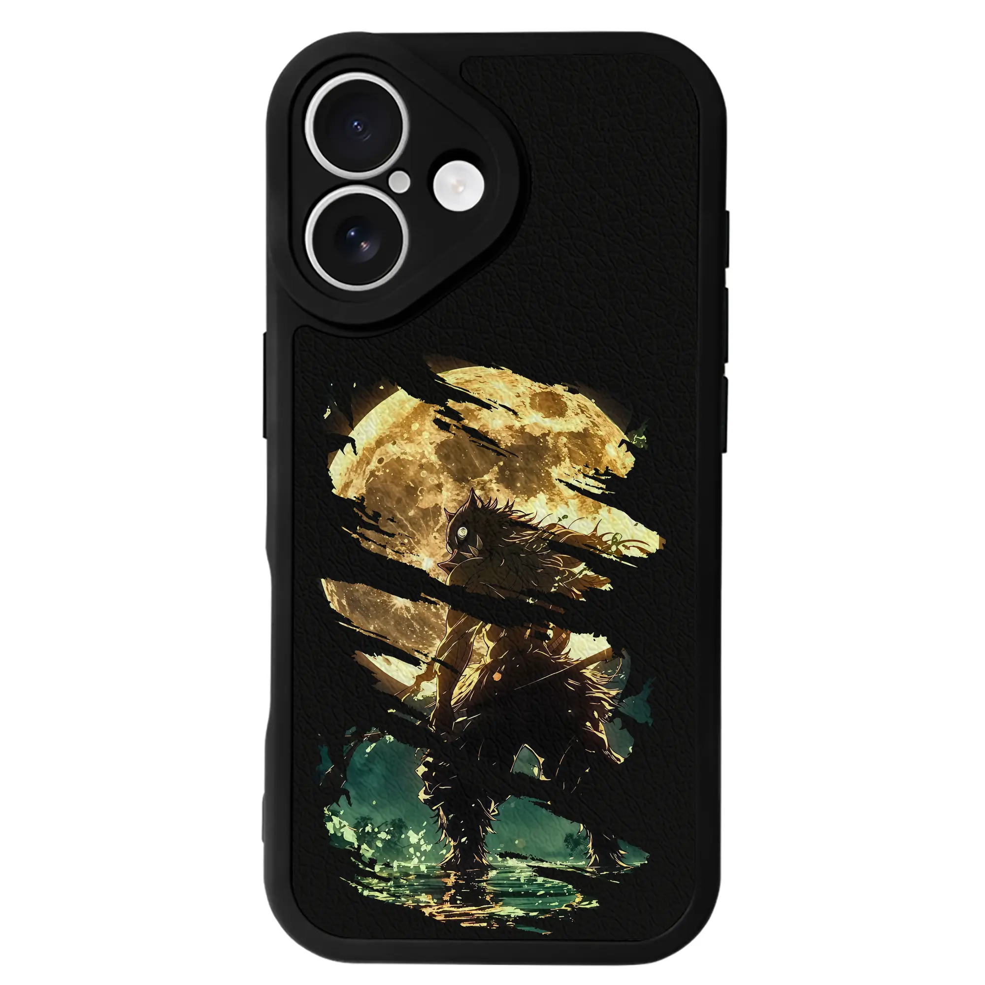 鬼滅の刃 グッズ,嘴平 伊之助 - IPhone 16シリーズ対応 ・ シリコンスマホケース ・ レザー調 ・ 高精度フィット ・ 耐衝撃 ・ ワイヤレス充電対応 ・ 精密カット